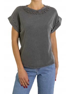 Maglia girocollo con perle in argento 
